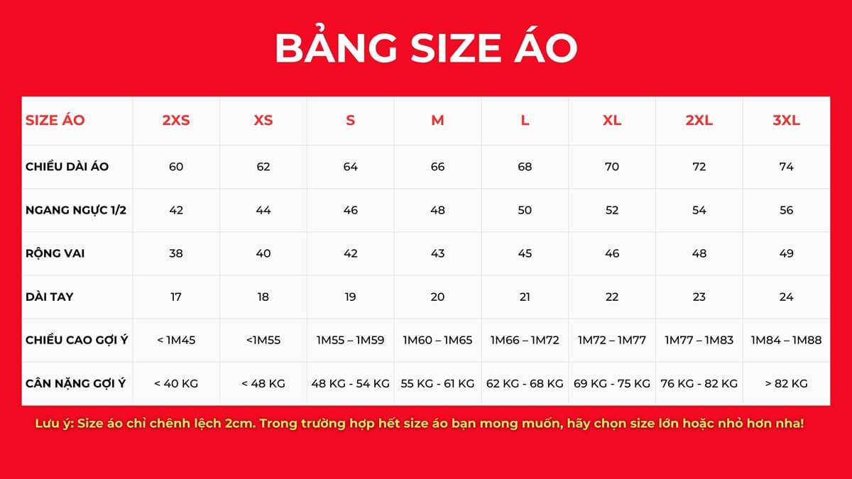 Size áo