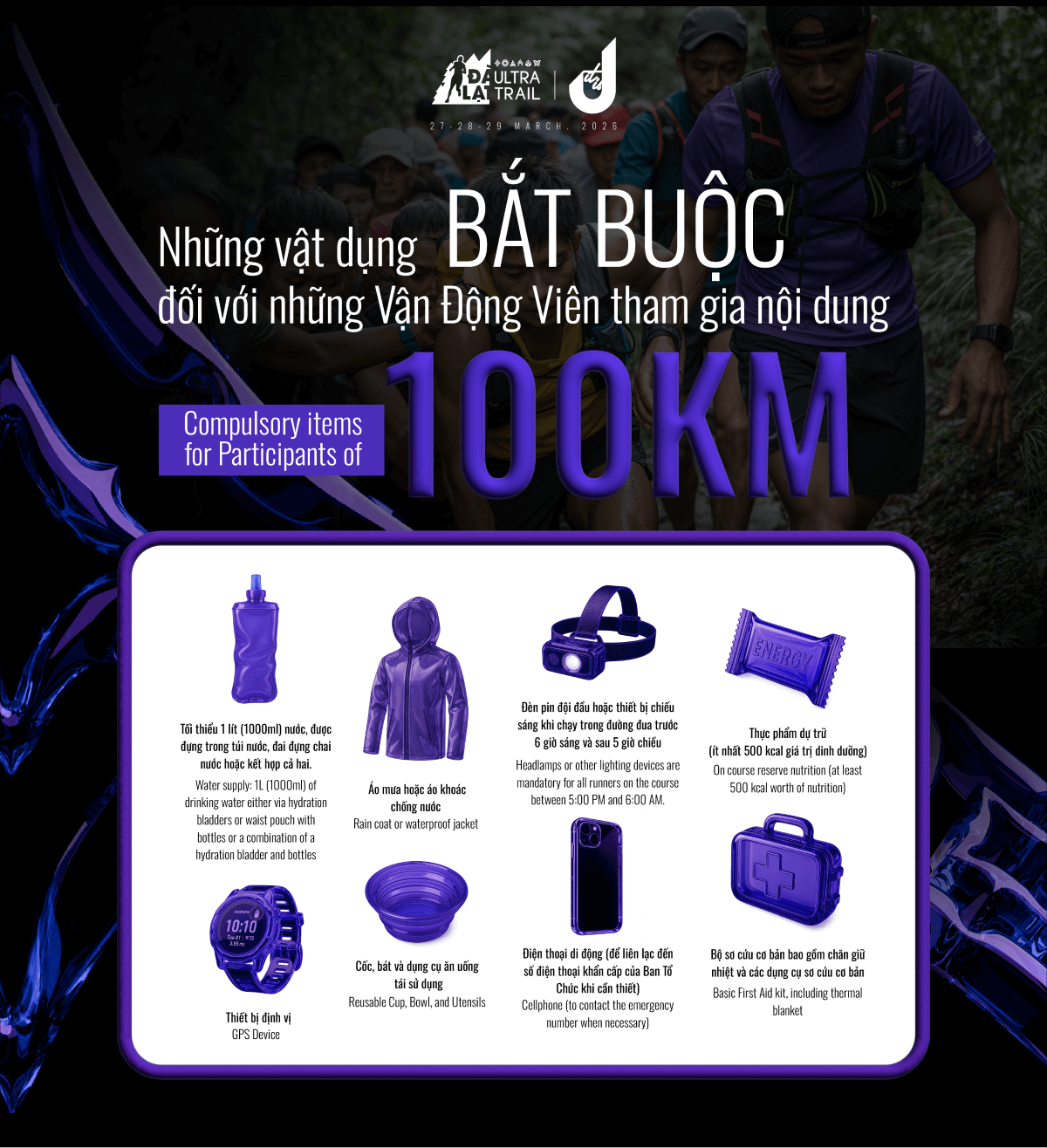 Vật dụng bắt buộc khi tham gia 100K