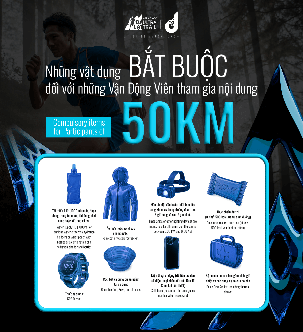 Vật dụng bắt buộc khi tham gia 50K