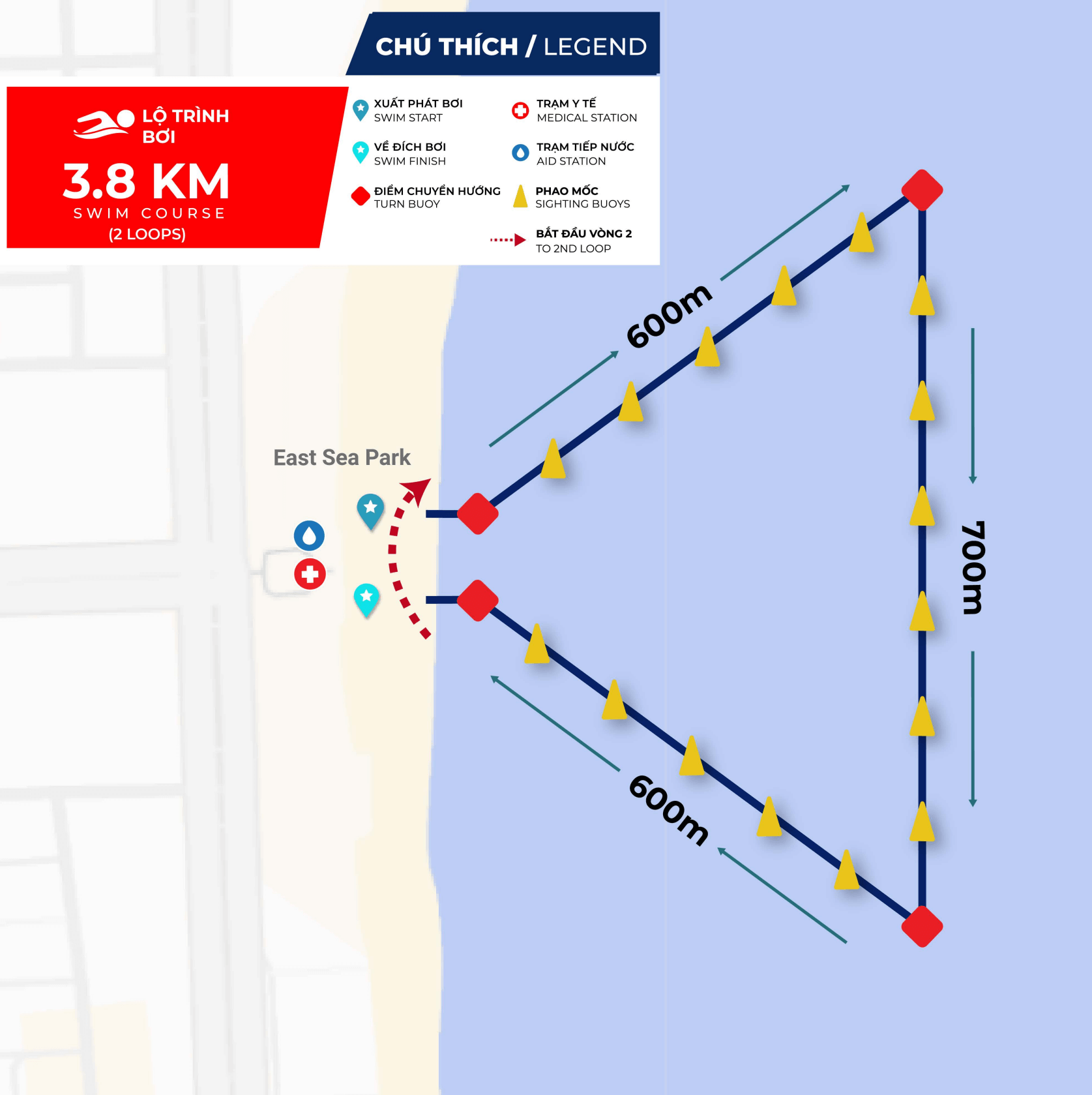 Bản đồ bơi IRONMAN 104.6 Vietnam 2026