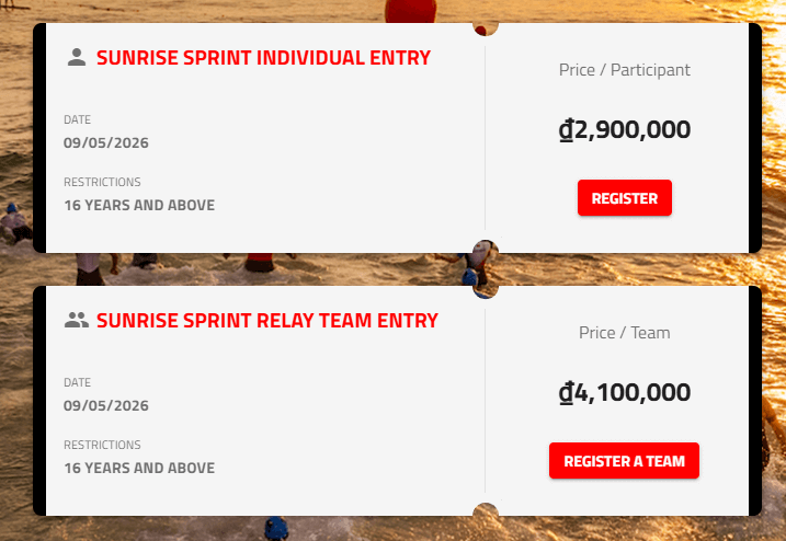 Gi&aacute; v&eacute; SUNRISE SPRINT Viet Nam in Da Nang 2026