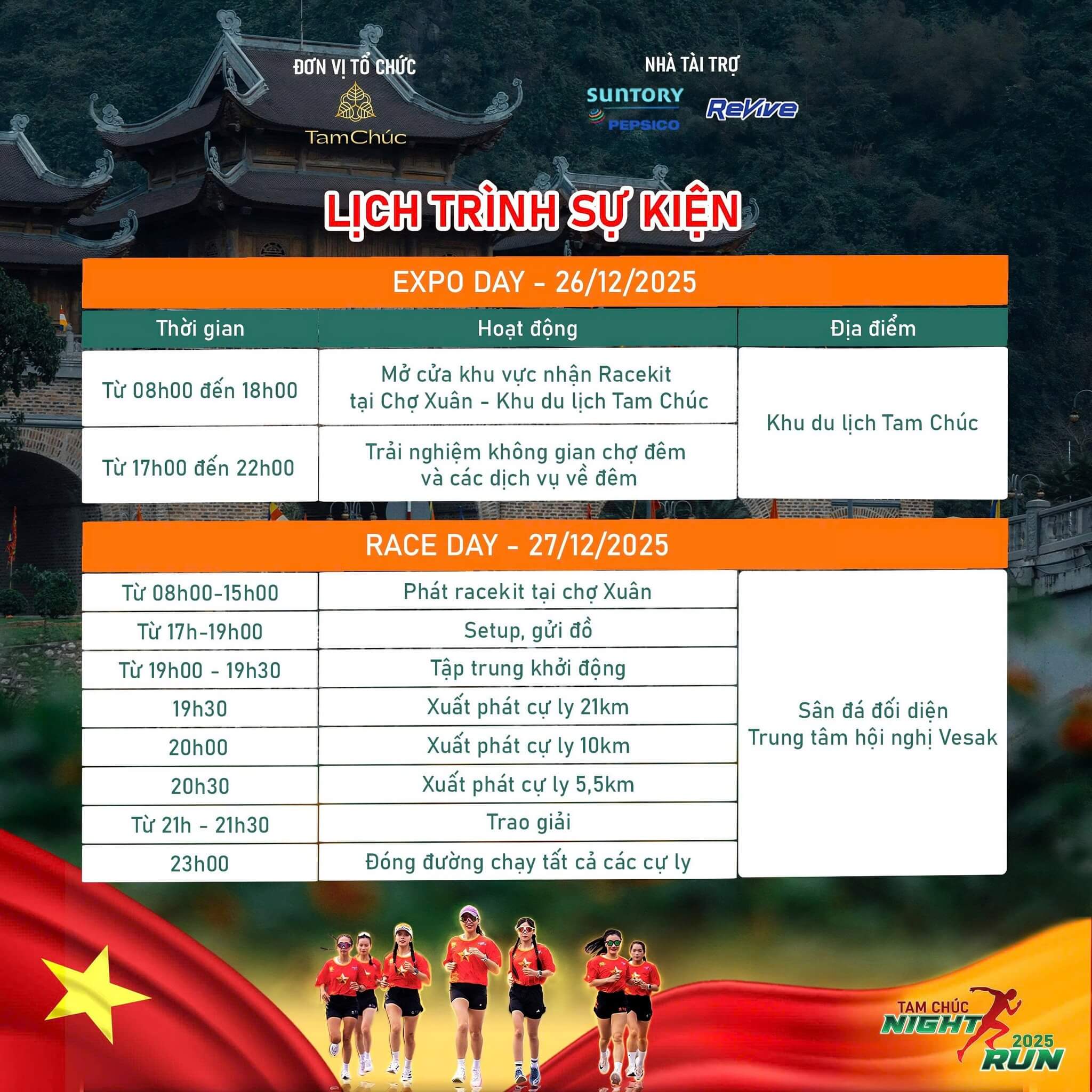 Lịch trình sự kiện