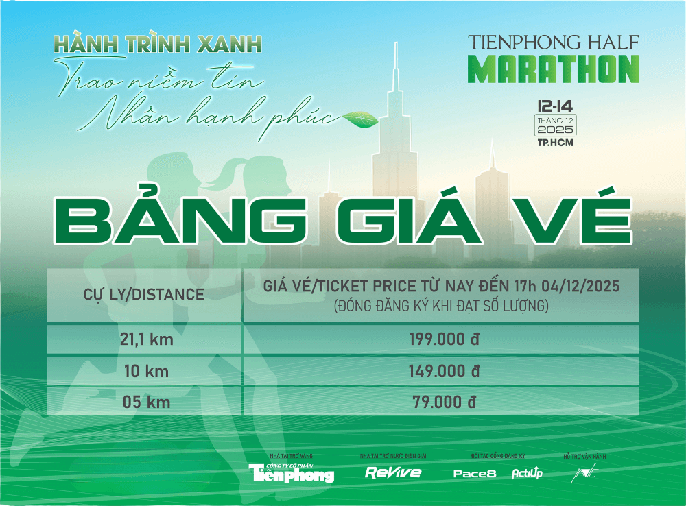 Bảng giá vé Tiền Phong Half Marathon 2025
