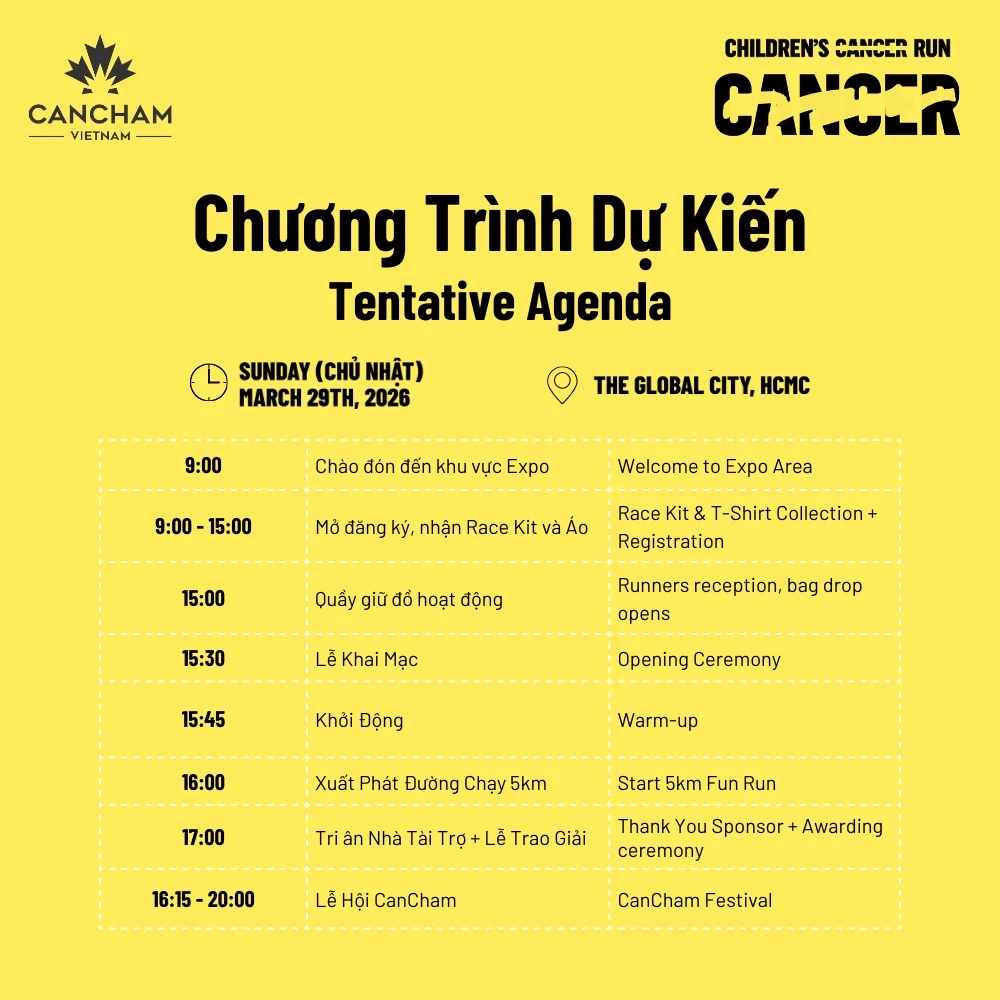 Lịch trình sự kiện