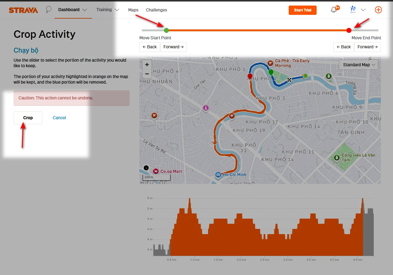 Cách Crop Hoạt Động Trên Strava Để Loại Bỏ Quãng Đường Thừa