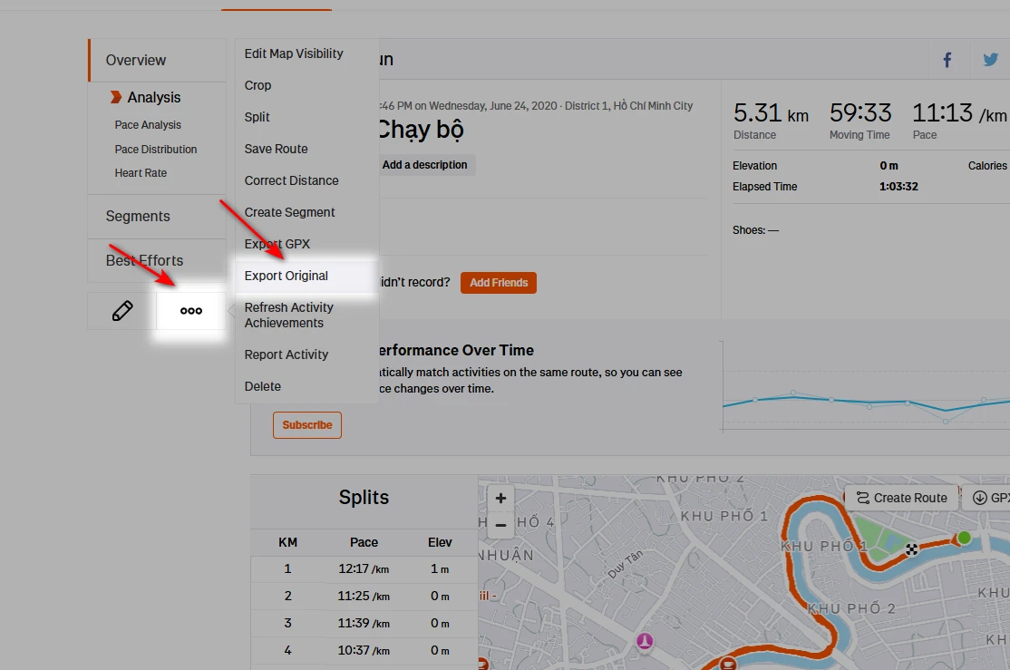 Khôi phục hoạt động Strava