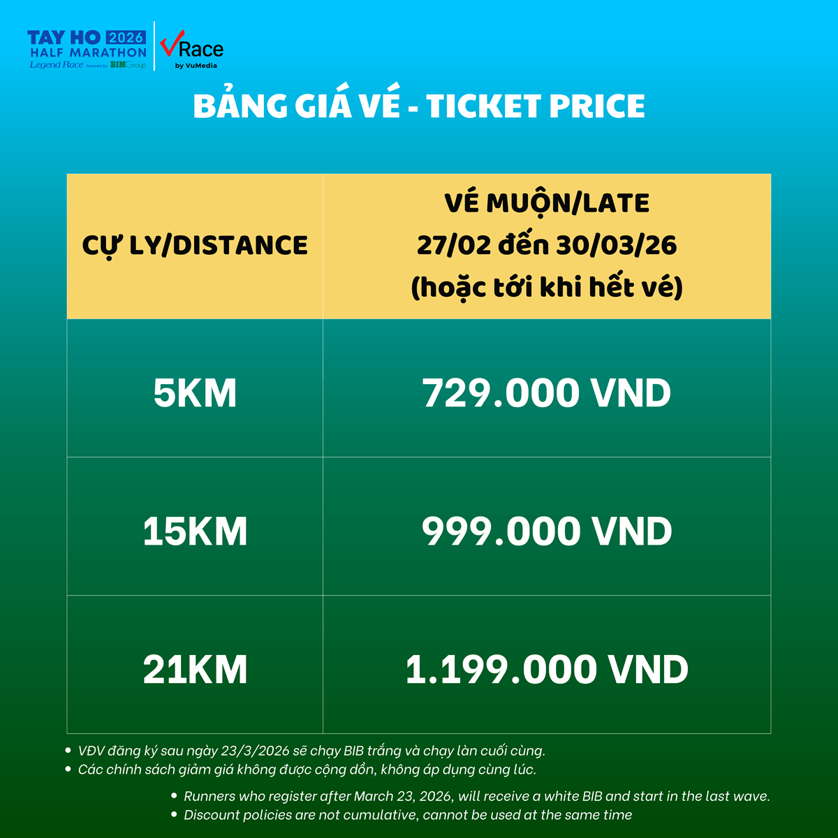 Bảng gi&aacute; v&eacute;