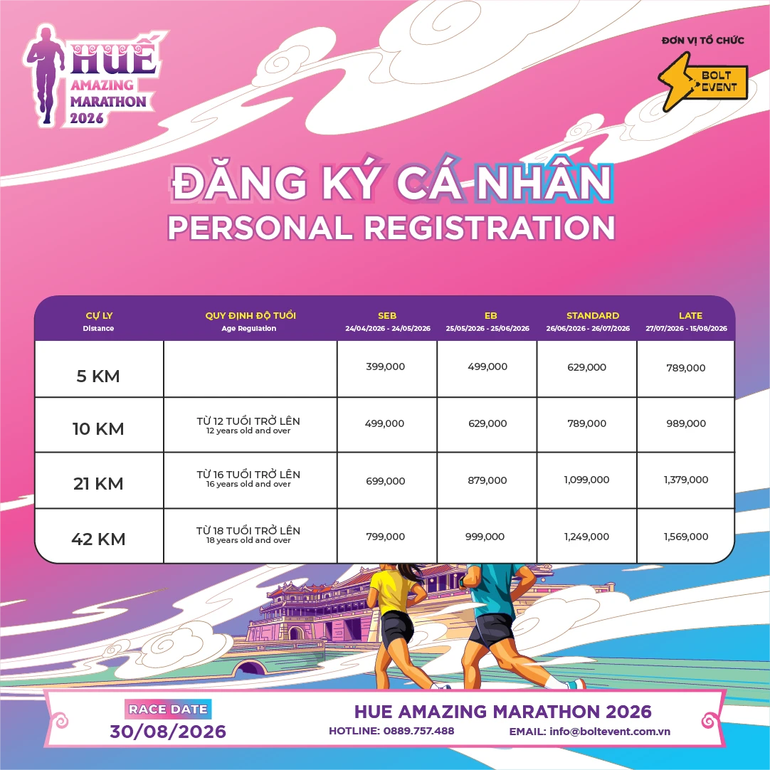 Giá vé Huế Amazing Marathon 2026