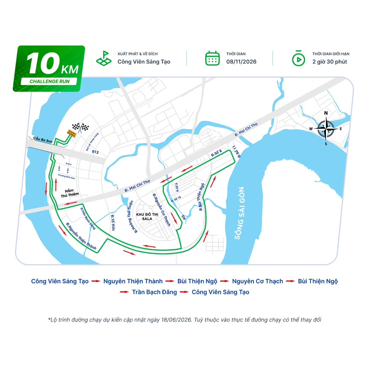 Bản đồ đường chạy 10K - Salonpas Run