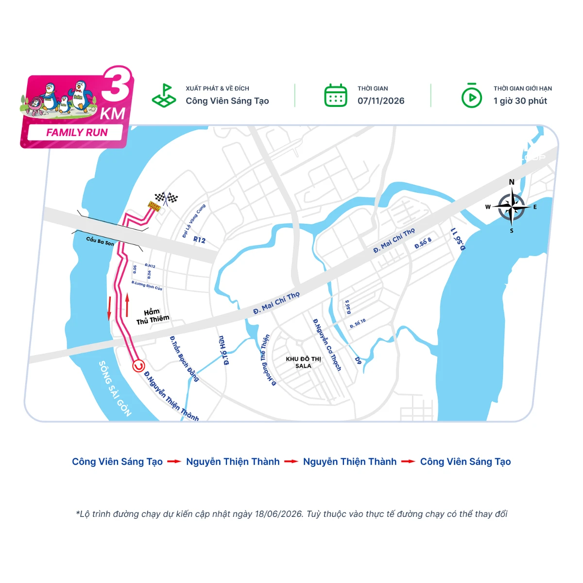Bản đồ đường chạy 3K - Salonpas Run