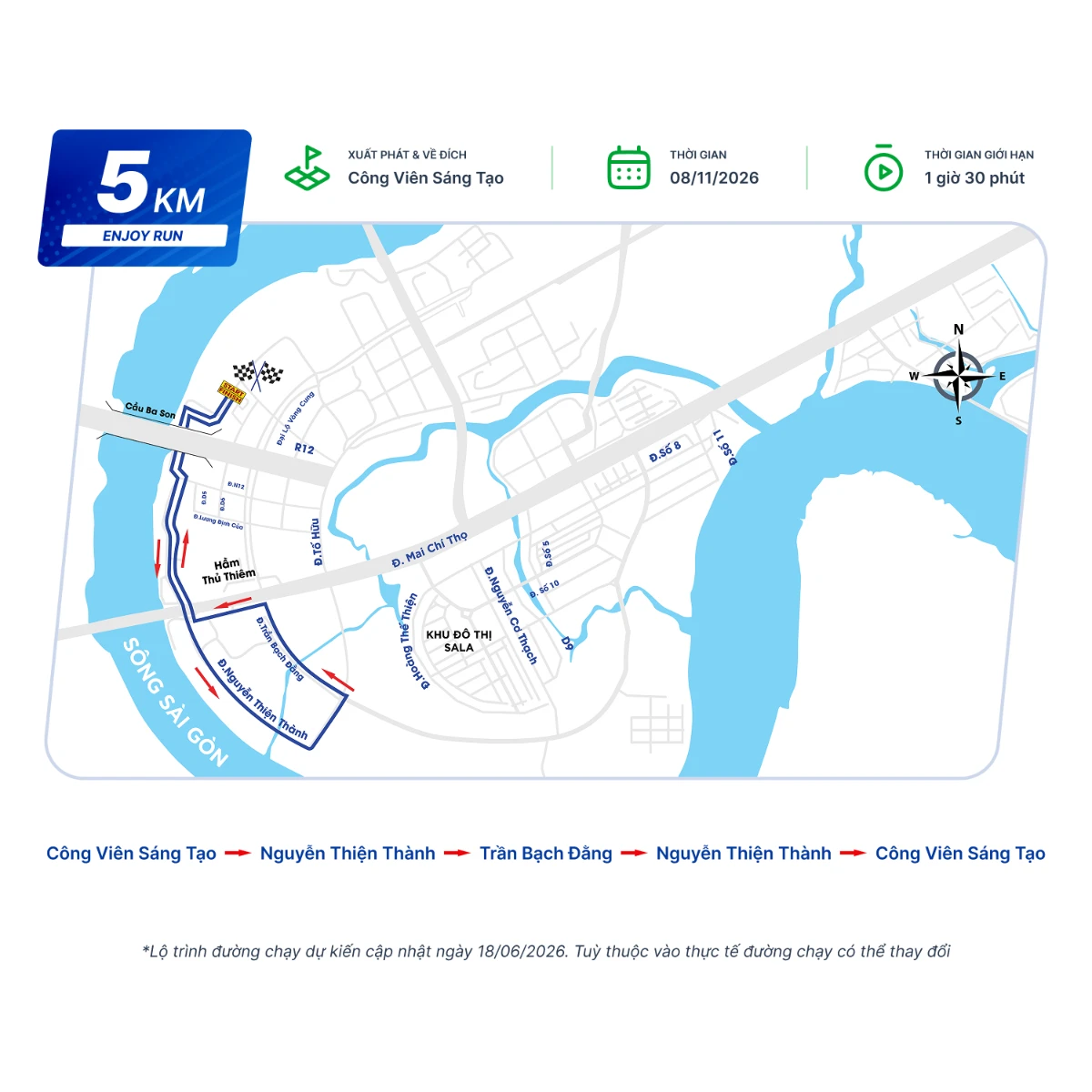 Bản đồ đường chạy 5K - Salonpas Run