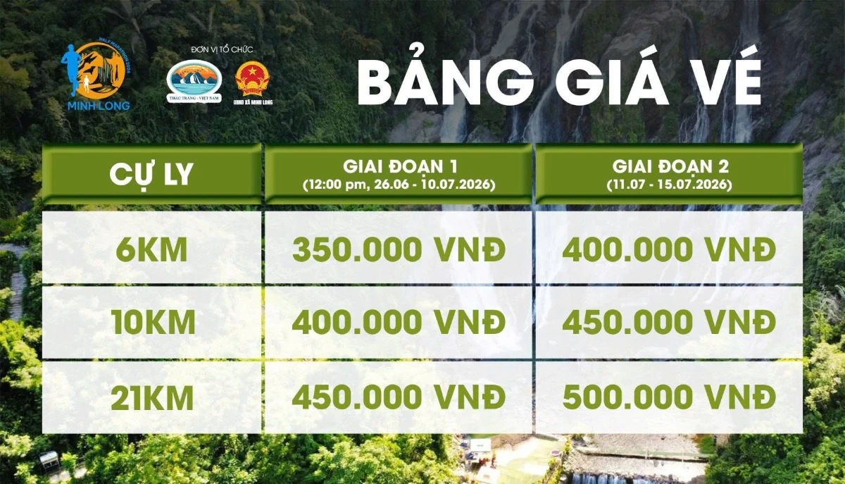Giá vé Minh Long Half Marathon 2026