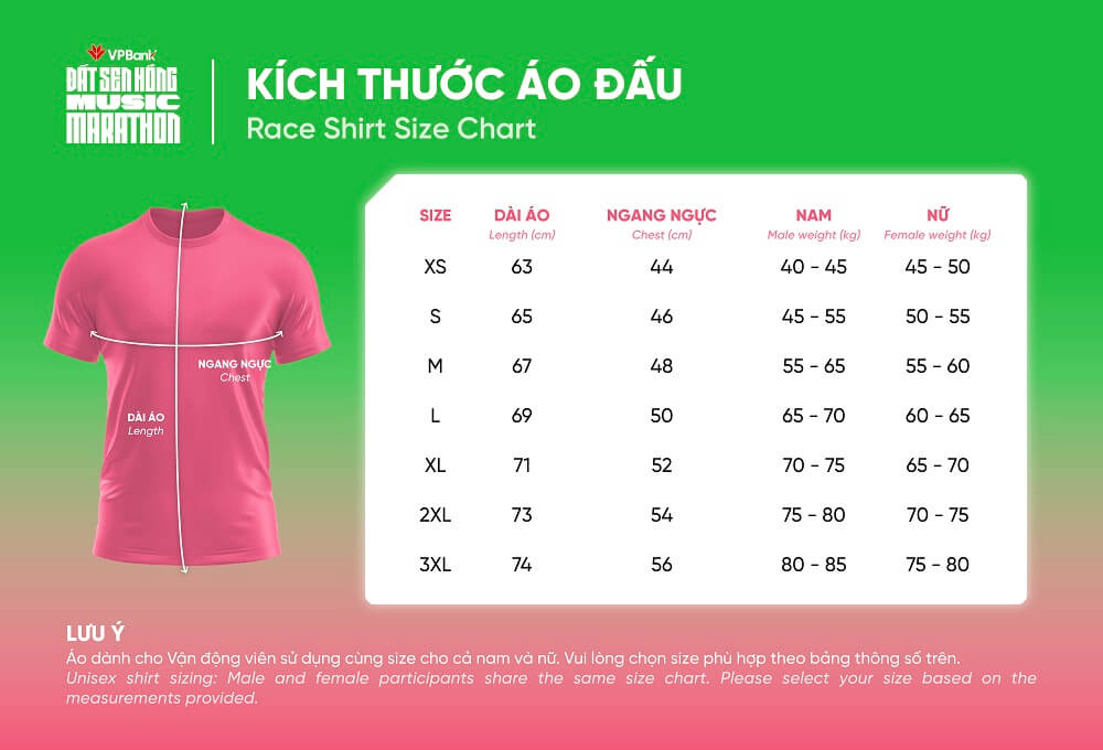 Bảng size &aacute;o